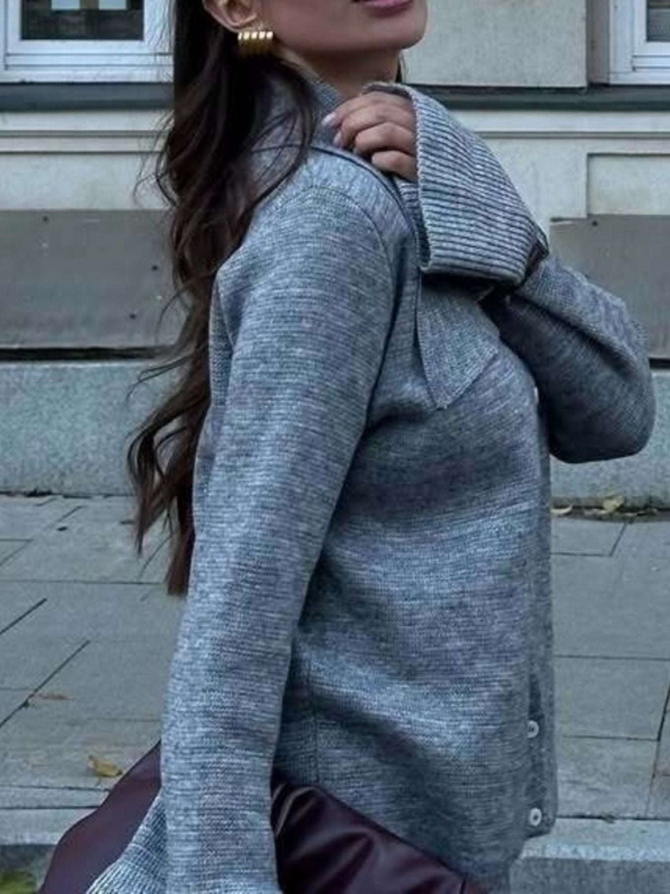 Button Down Long Sleeve Cardigan and Skirt Knit