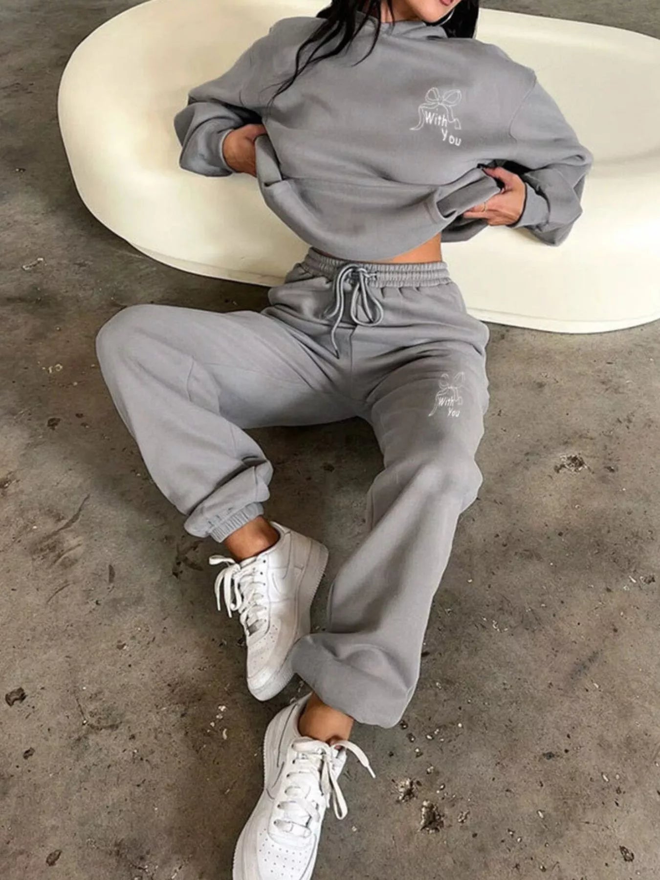 Dropped Shoulder Hoodie and Pants Set