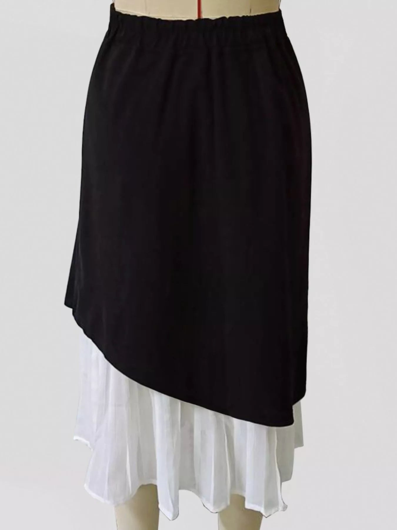 High-Waisted Button Decor Pleated Hem Skirt