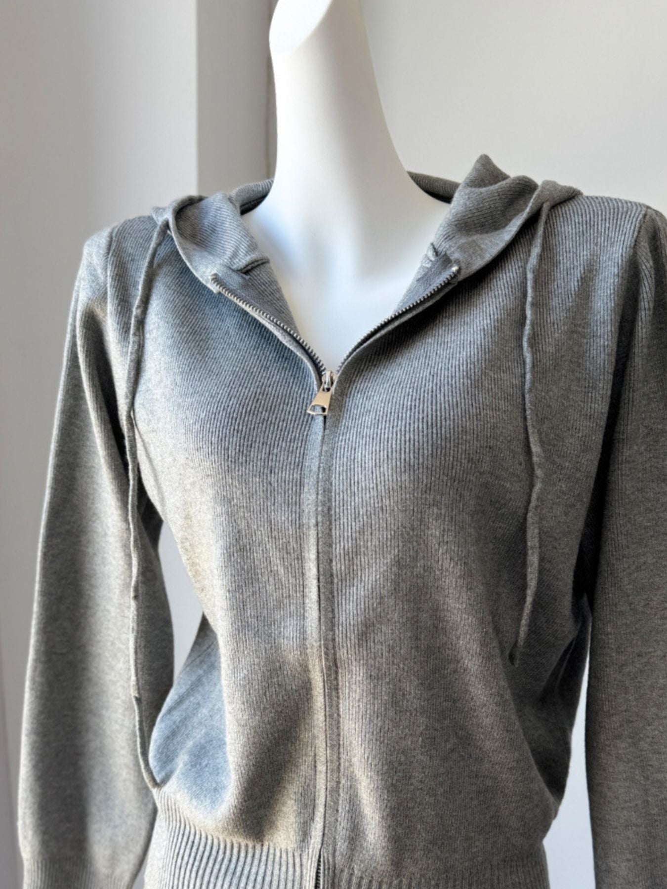 Zip Up Cardigan and Drawstring Wide Leg Pants