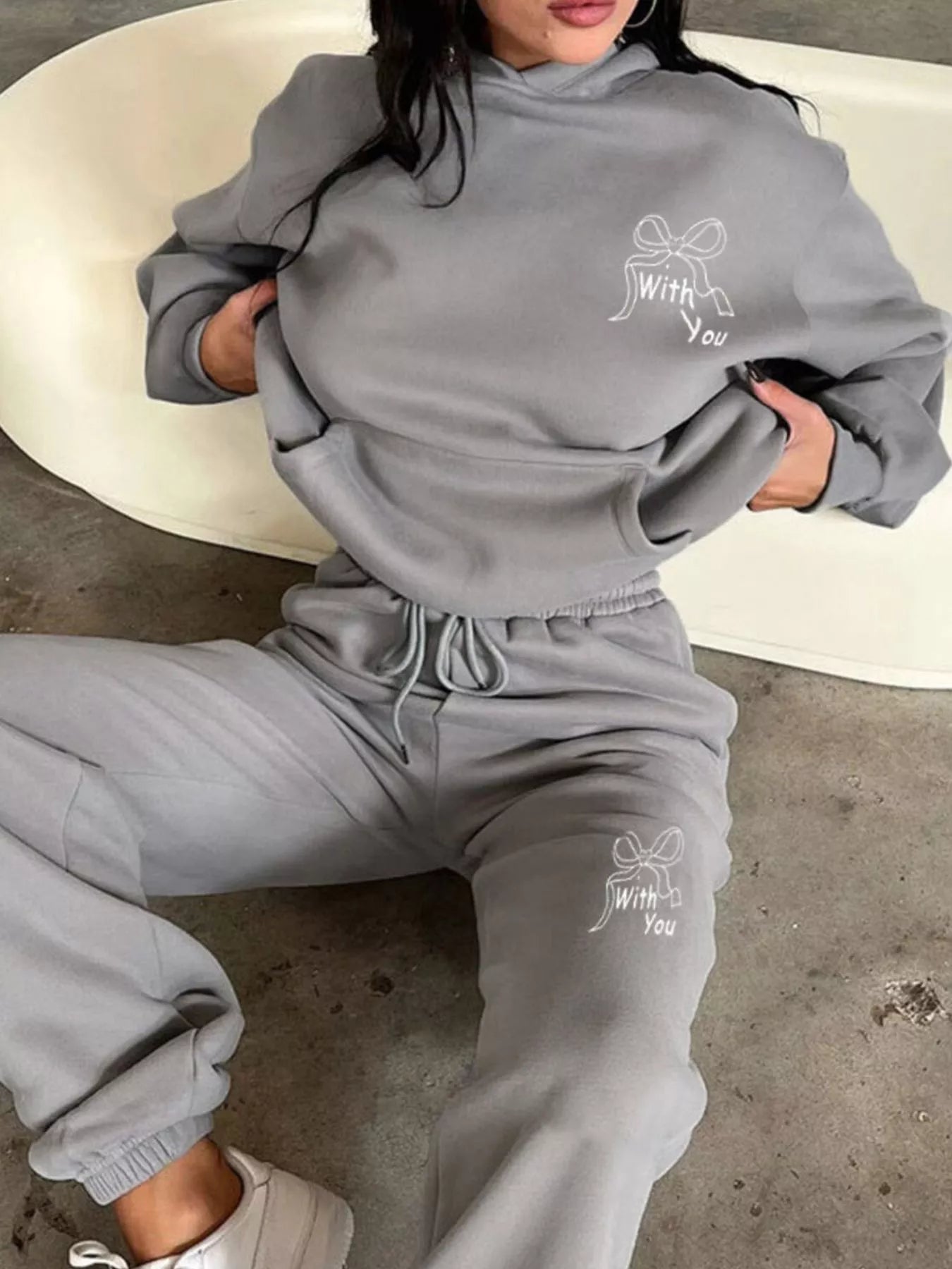 Dropped Shoulder Hoodie and Pants Set