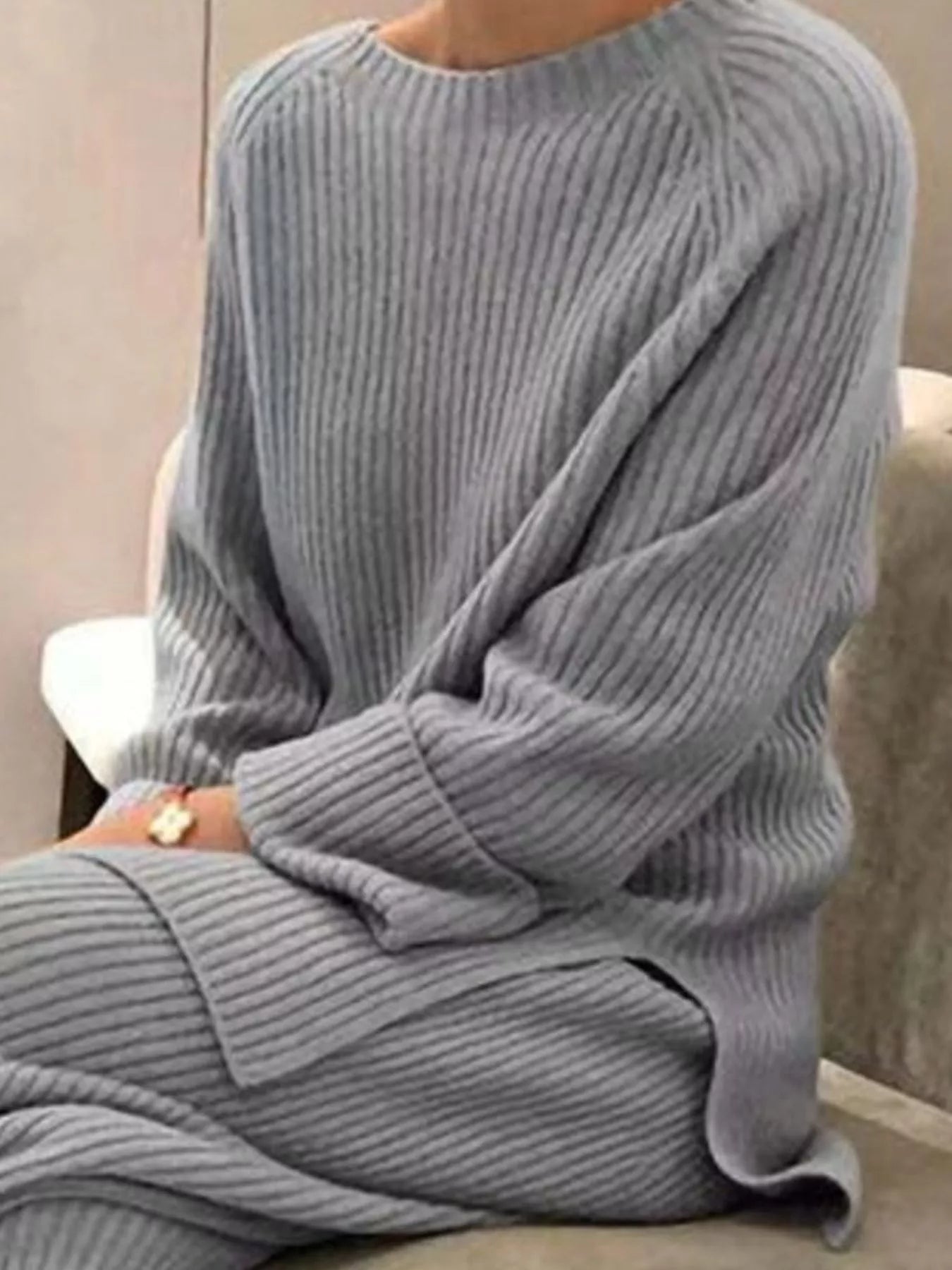 Fiona Ribbed Knit Relaxed Fit Top and Pants
