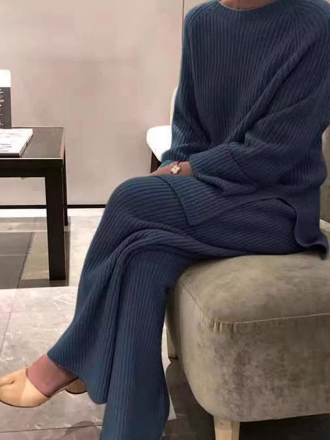 Fiona Ribbed Knit Relaxed Fit Top and Pants