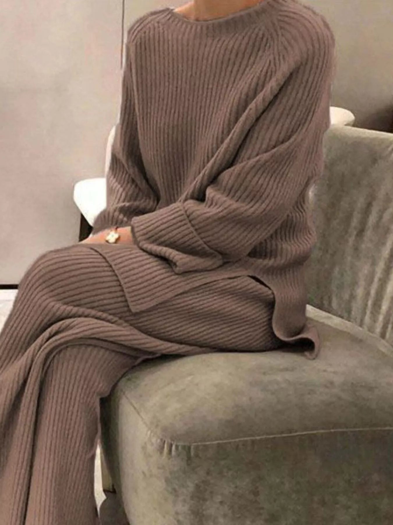 Fiona Ribbed Knit Relaxed Fit Top and Pants