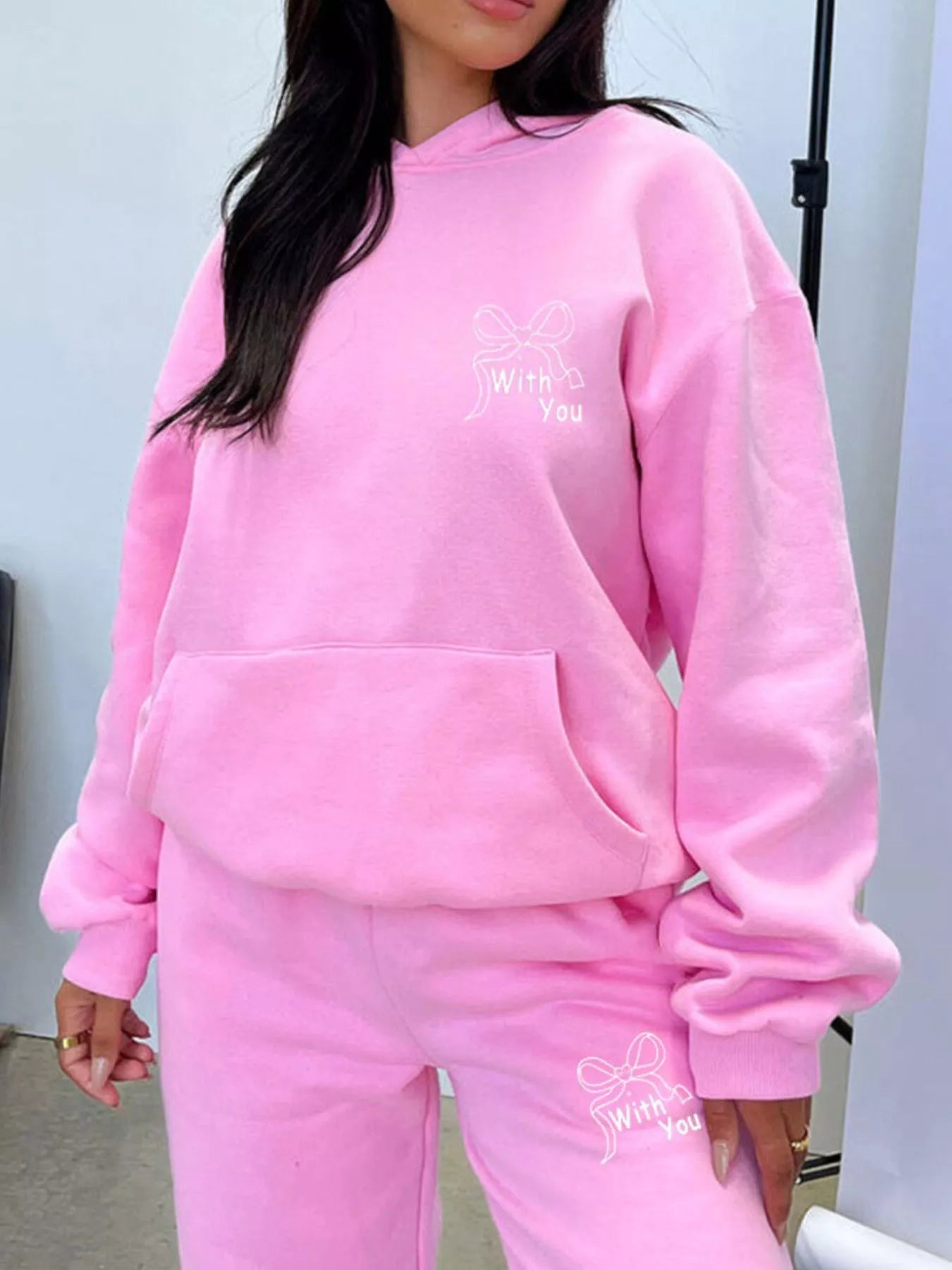 Dropped Shoulder Hoodie and Pants Set
