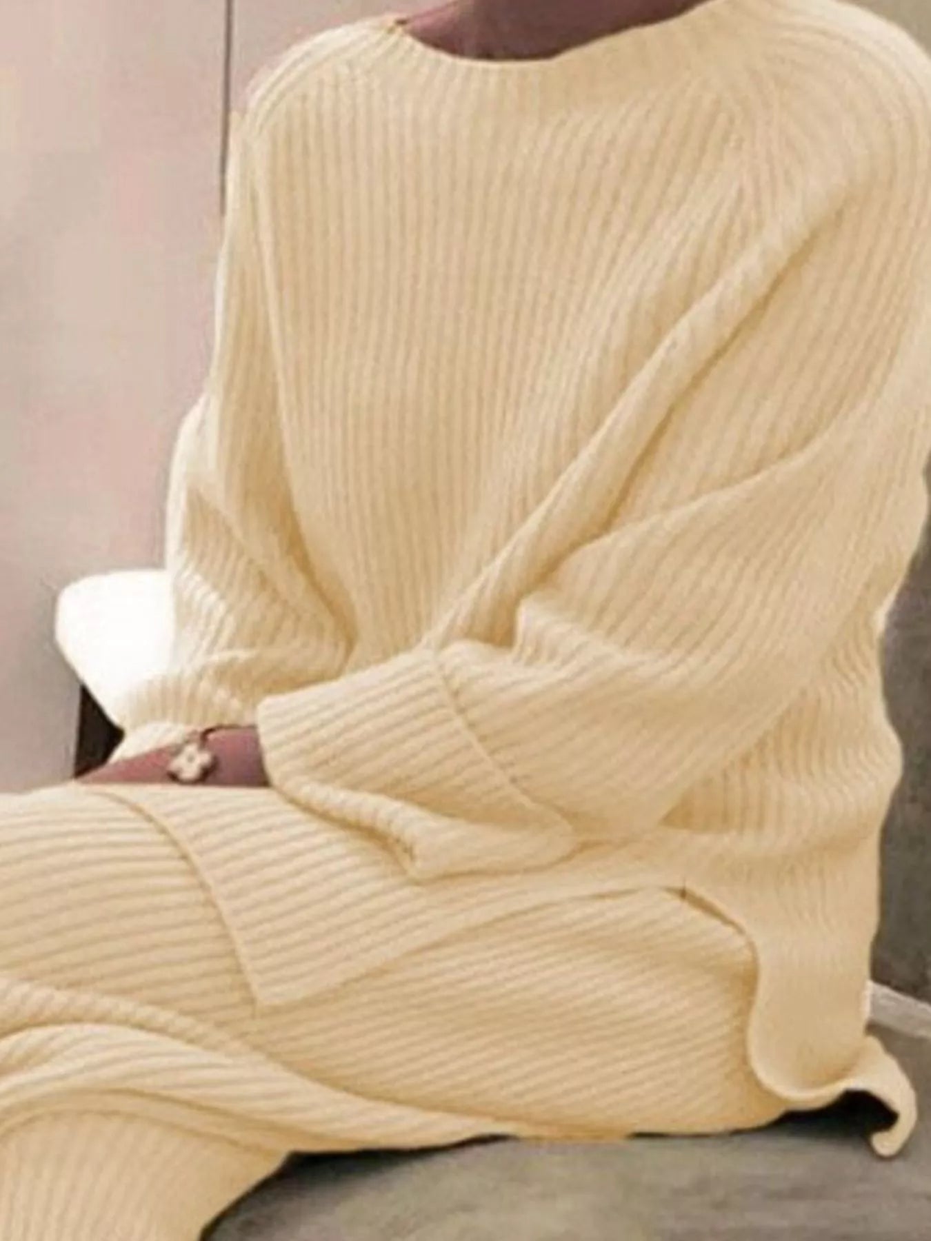 Fiona Ribbed Knit Relaxed Fit Top and Pants