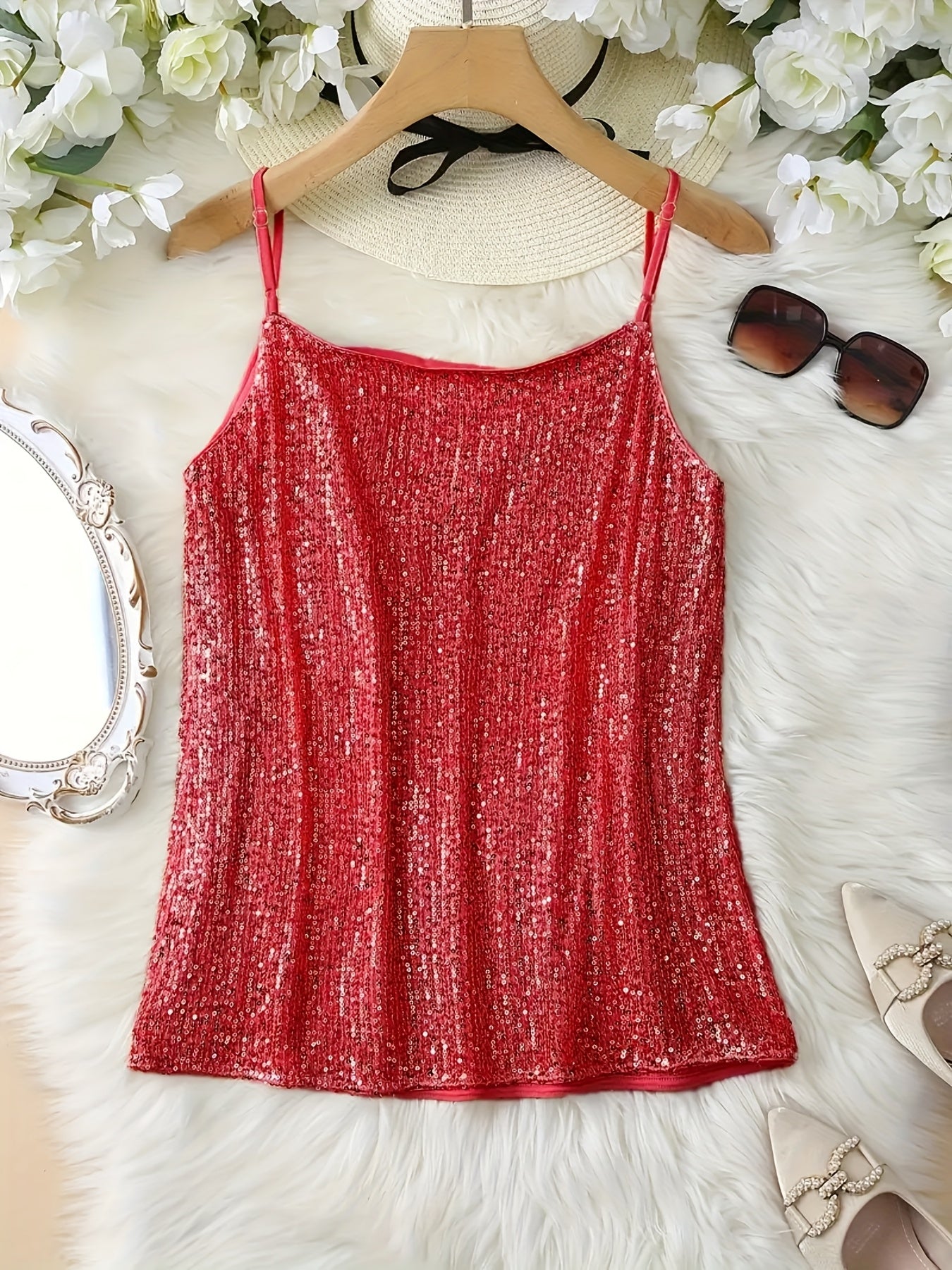 Sequin Cami Top – Y2K Sleeveless Vest