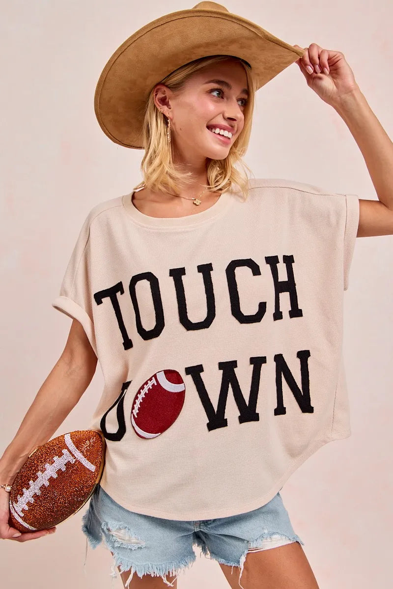 BiBi Game Day Touchdown Letter Patches Waffle Short