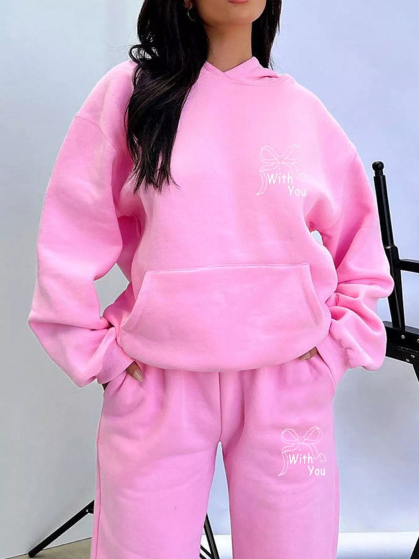 Dropped Shoulder Hoodie and Pants Set