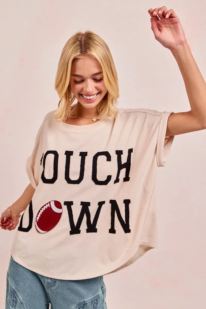 BiBi Game Day Touchdown Letter Patches Waffle Short