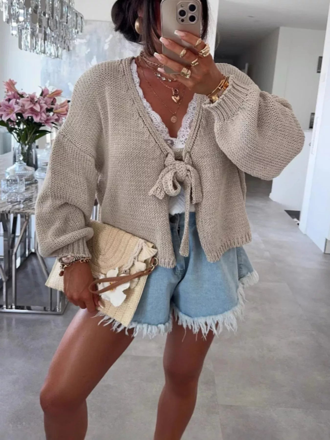 Chunky Knit Tie-Front Cardigan