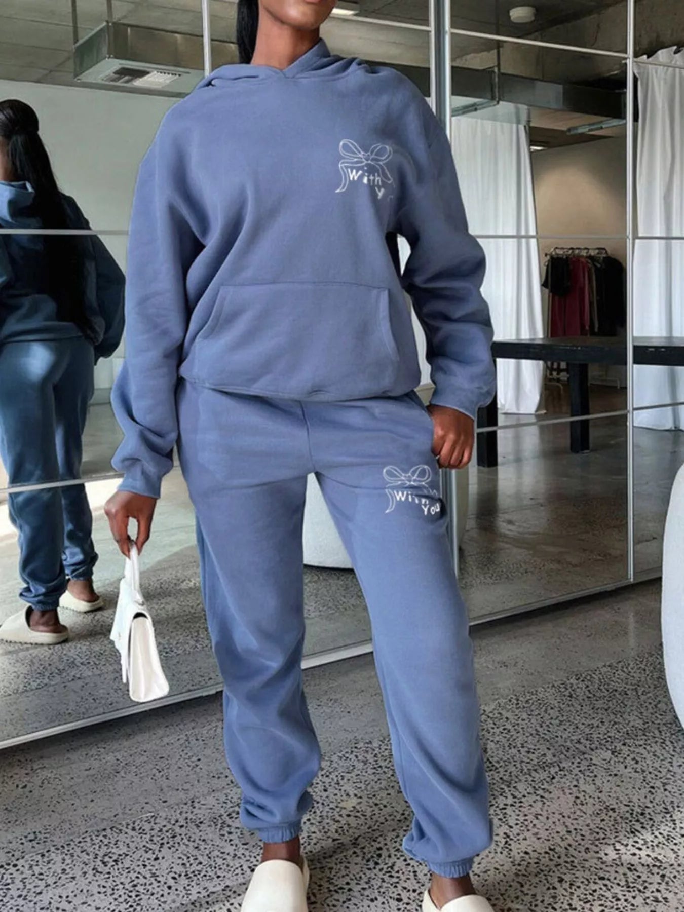 Dropped Shoulder Hoodie and Pants Set