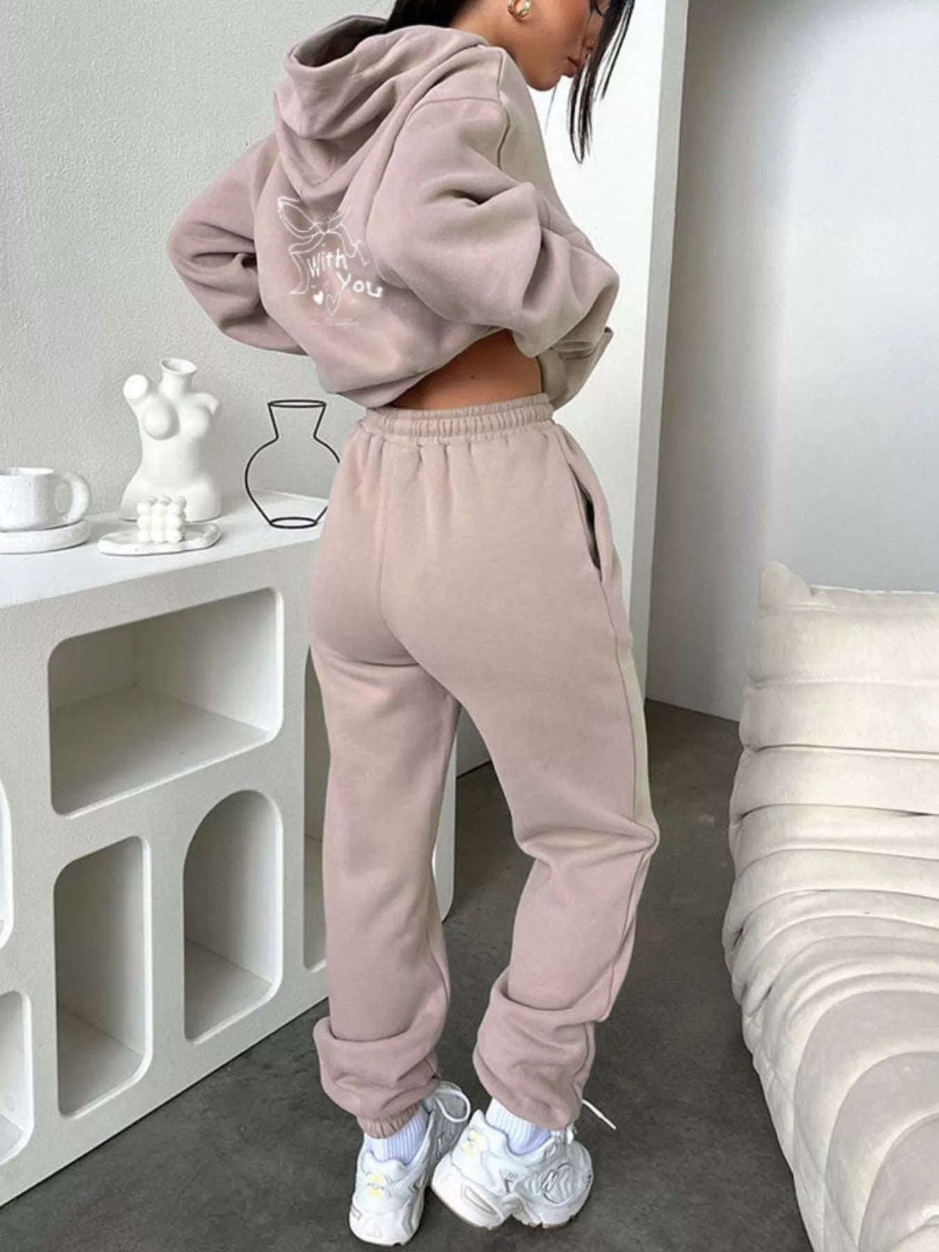 Dropped Shoulder Hoodie and Pants Set