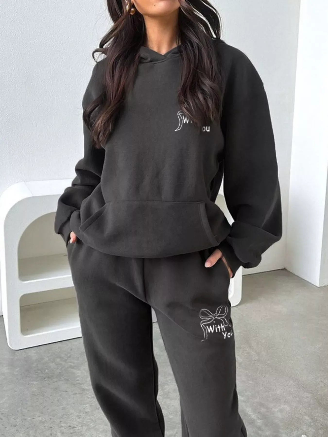 Dropped Shoulder Hoodie and Pants Set