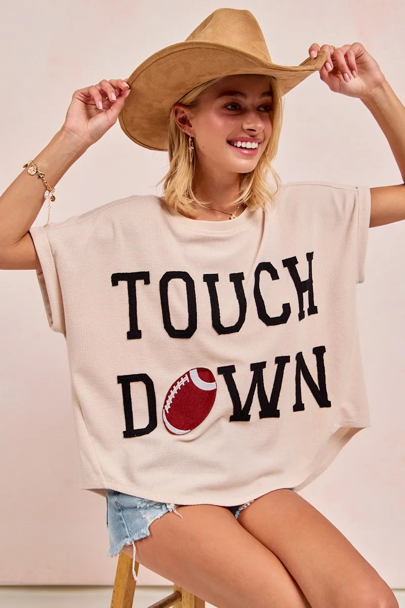 BiBi Game Day Touchdown Letter Patches Waffle Short