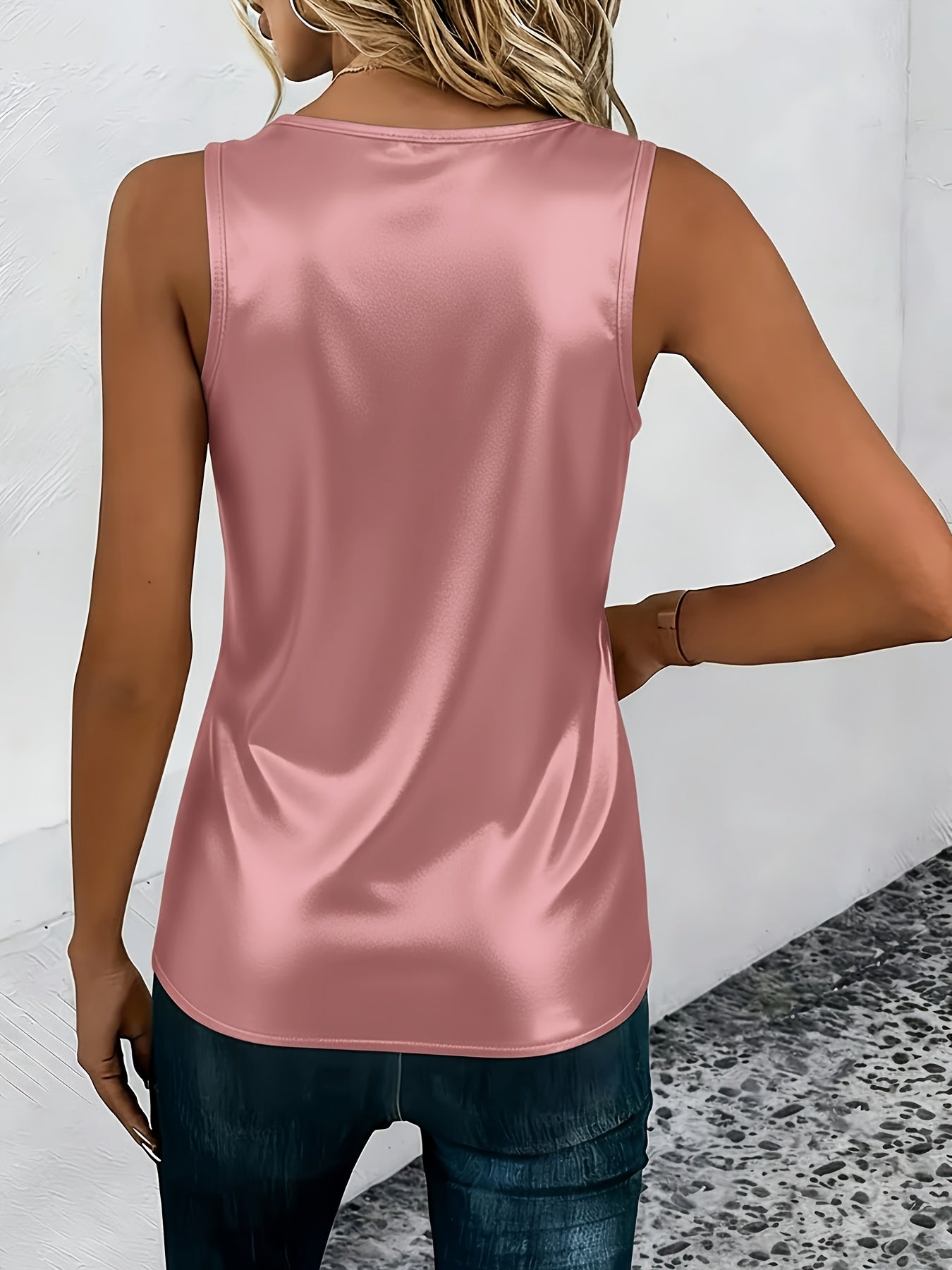 Satin Cross-Strap V-Neck Top – Elegant Sleeveless Vest