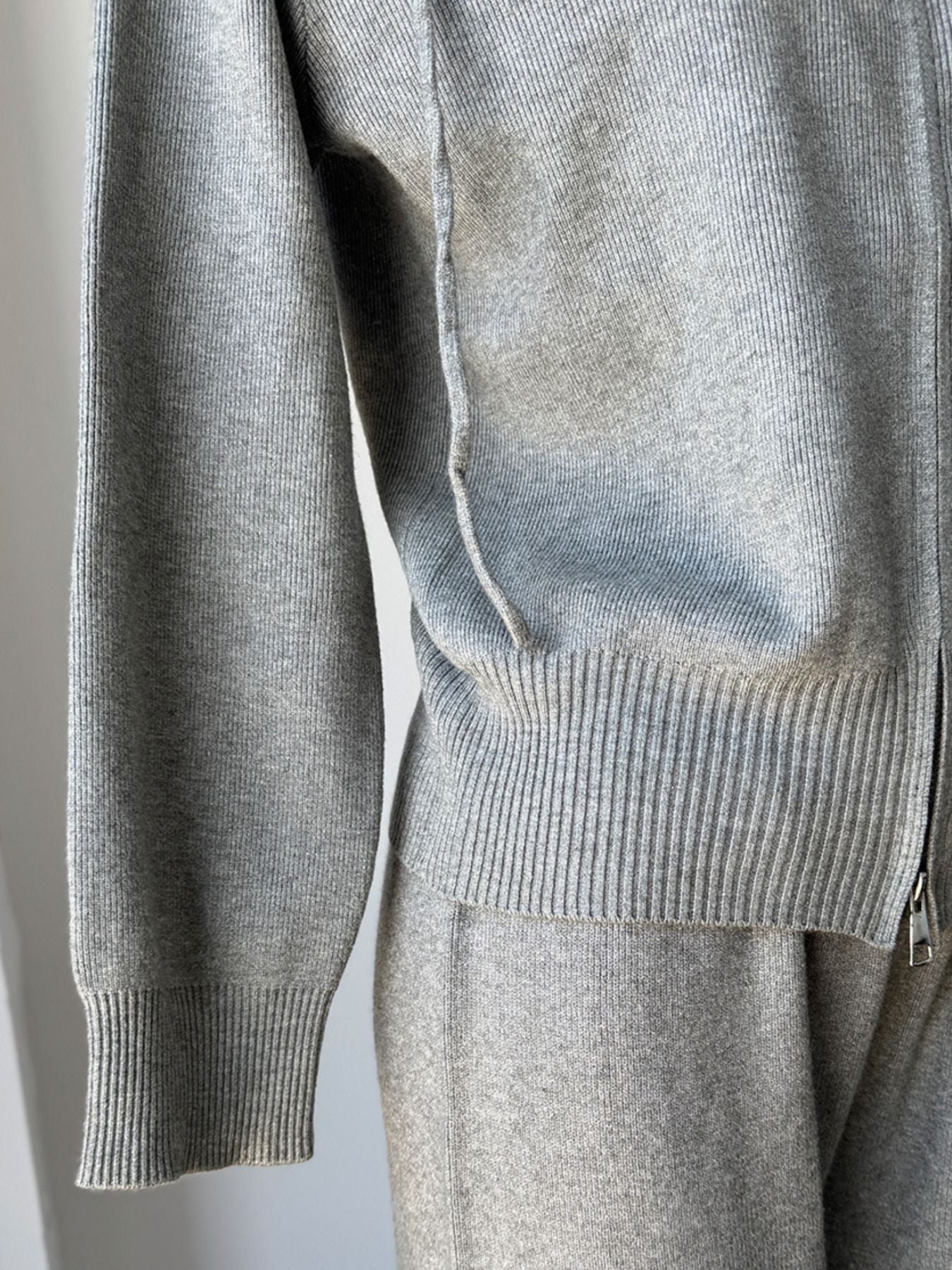 Zip Up Cardigan and Drawstring Wide Leg Pants