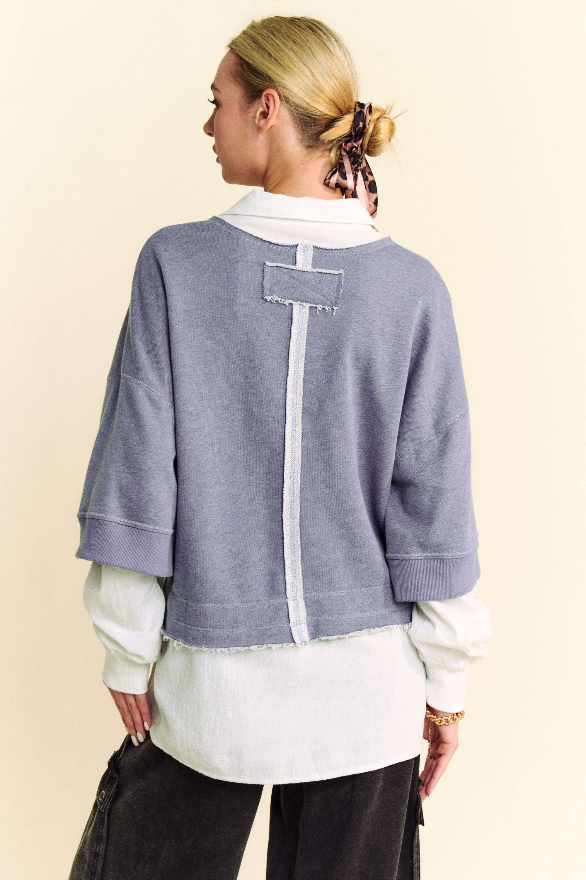 Davi & Dani Faux Layered French Terry Contrast