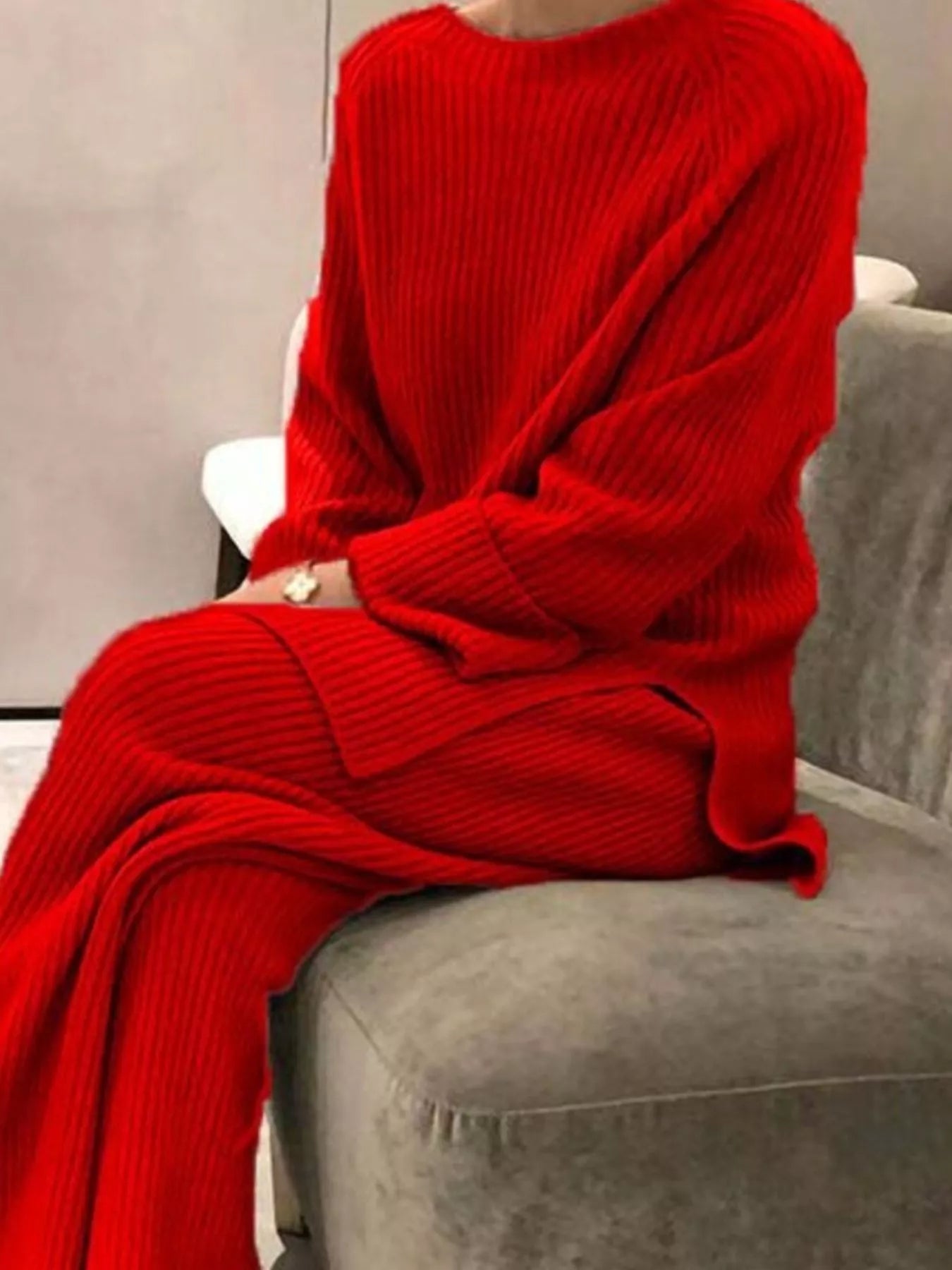 Fiona Ribbed Knit Relaxed Fit Top and Pants