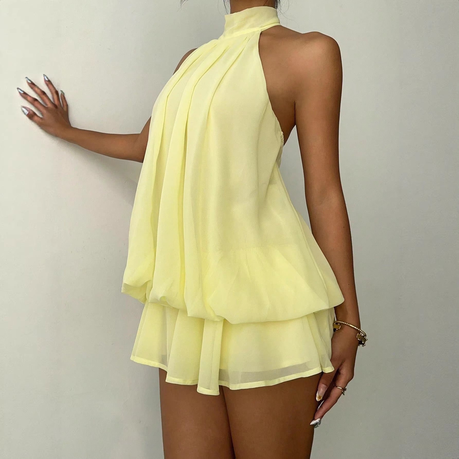 Tiered Halter Mini Dress