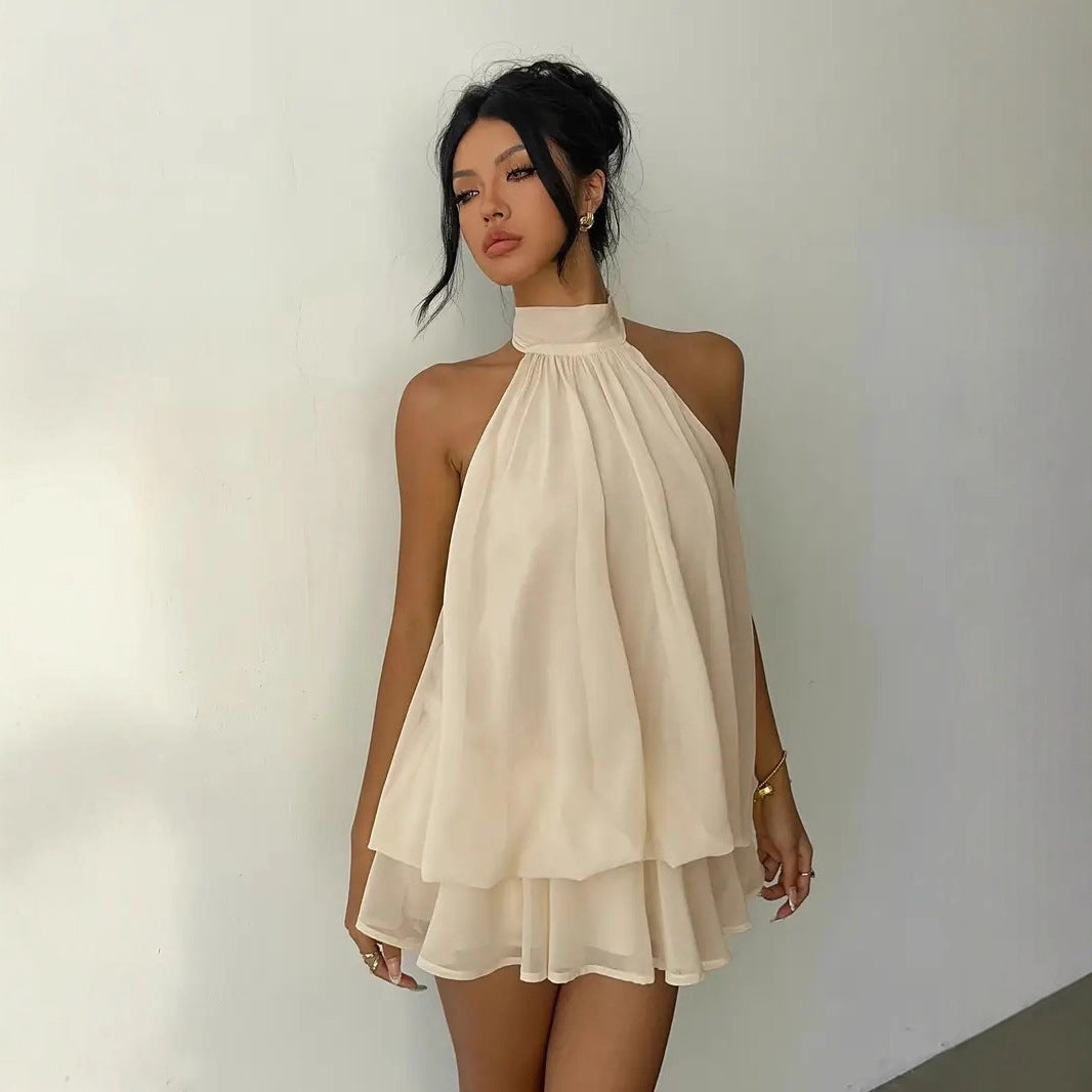 Tiered Halter Mini Dress