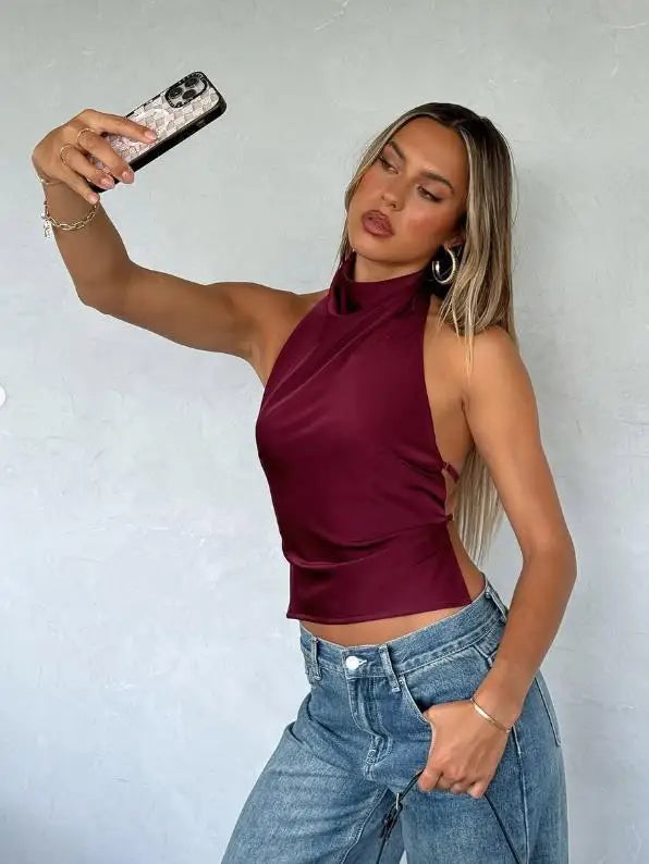 Halter Satin Top