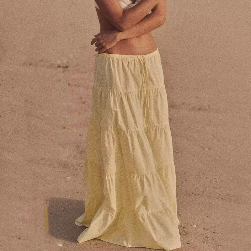 Layered High Waist Maxi Skirt