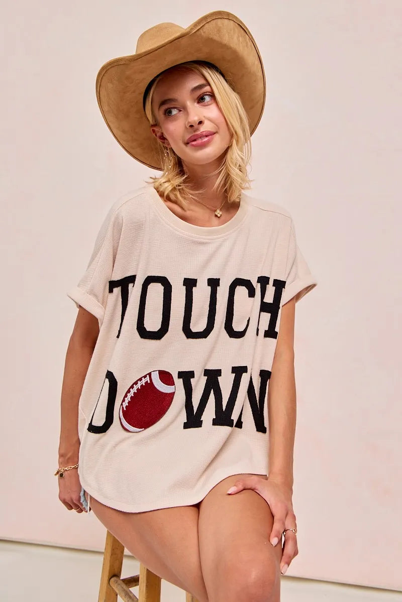 BiBi Game Day Touchdown Letter Patches Waffle Short