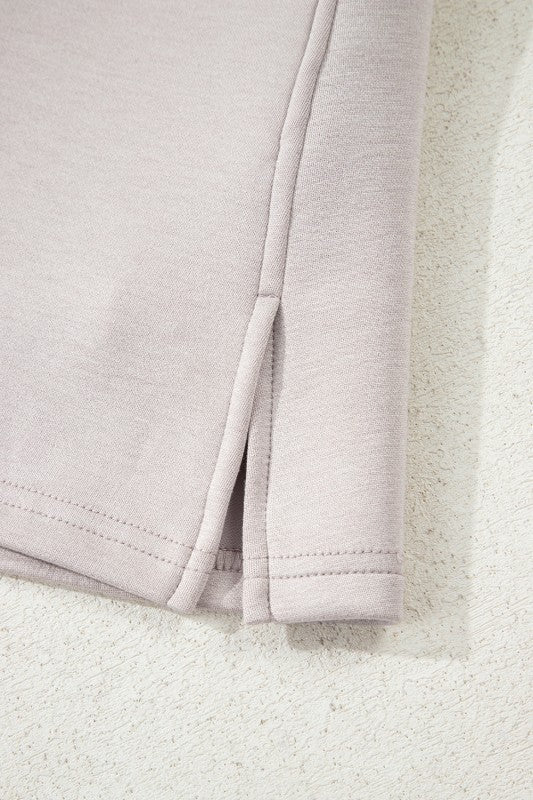 Solid Drop Shoulder Pullover and Mini Skirt Set