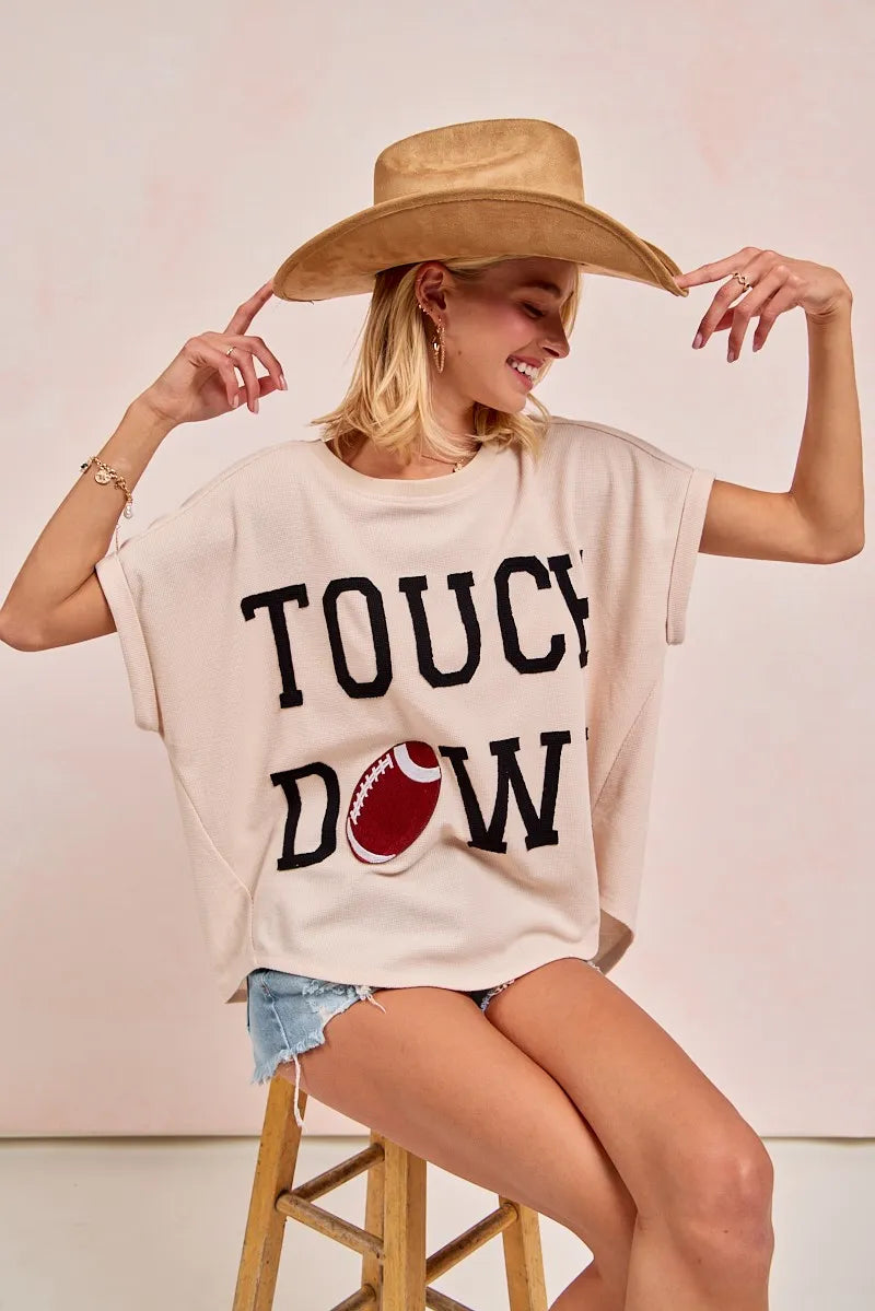 BiBi Game Day Touchdown Letter Patches Waffle Short