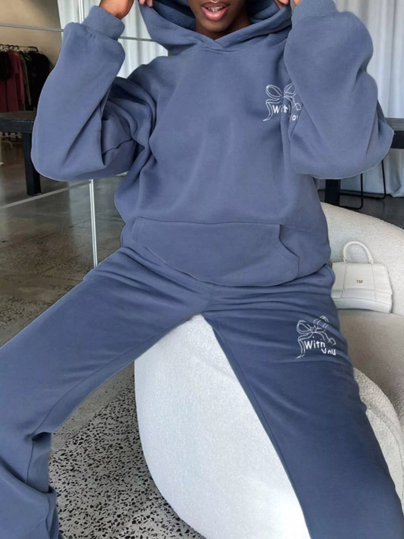 Dropped Shoulder Hoodie and Pants Set