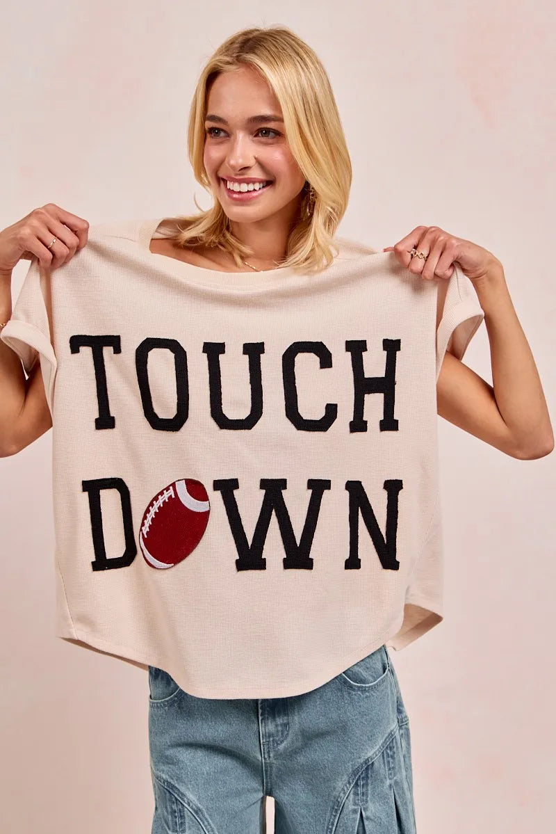 BiBi Game Day Touchdown Letter Patches Waffle Short