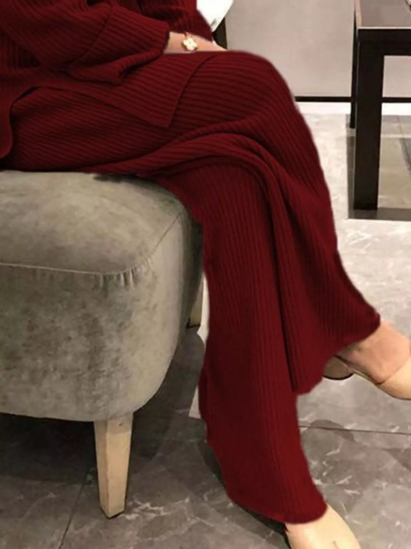 Fiona Ribbed Knit Relaxed Fit Top and Pants