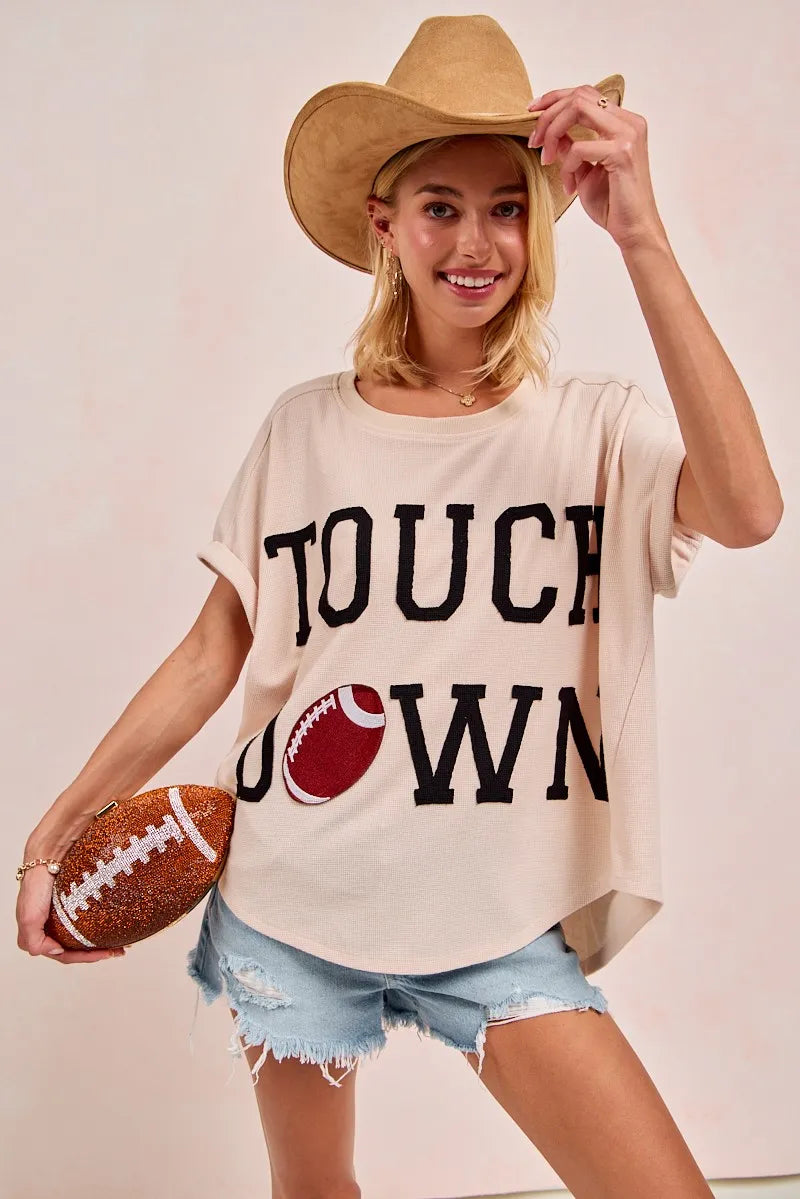 BiBi Game Day Touchdown Letter Patches Waffle Short