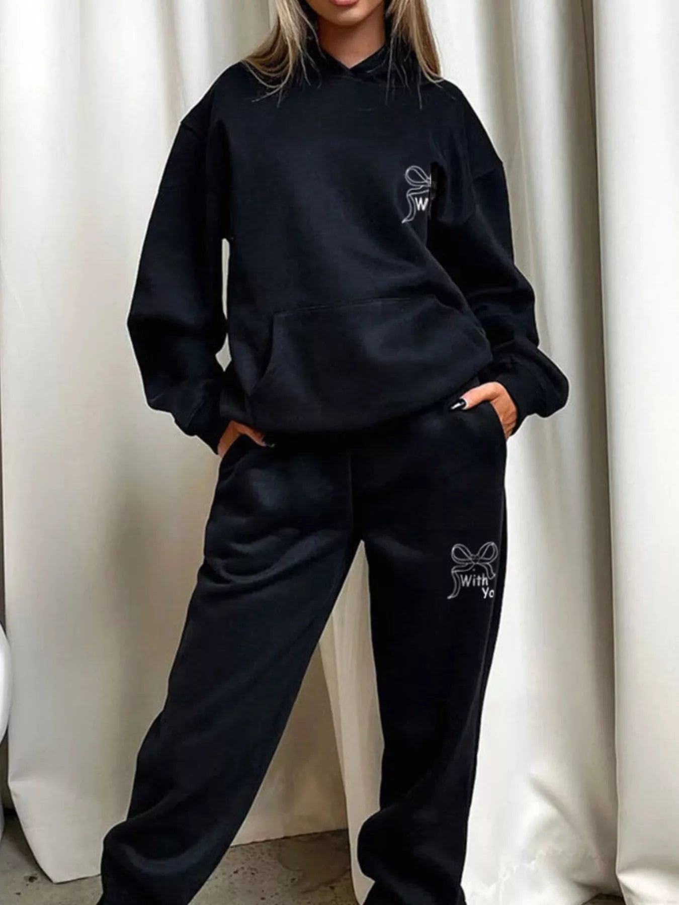 Dropped Shoulder Hoodie and Pants Set