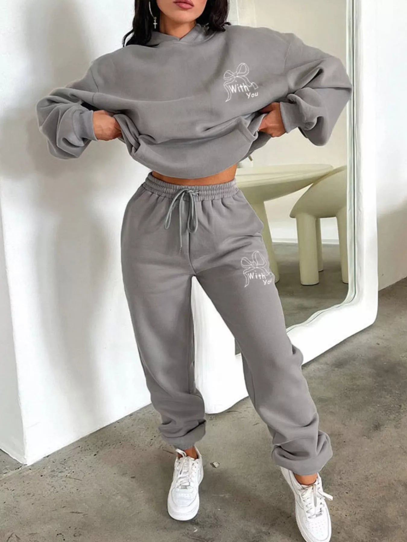 Dropped Shoulder Hoodie and Pants Set