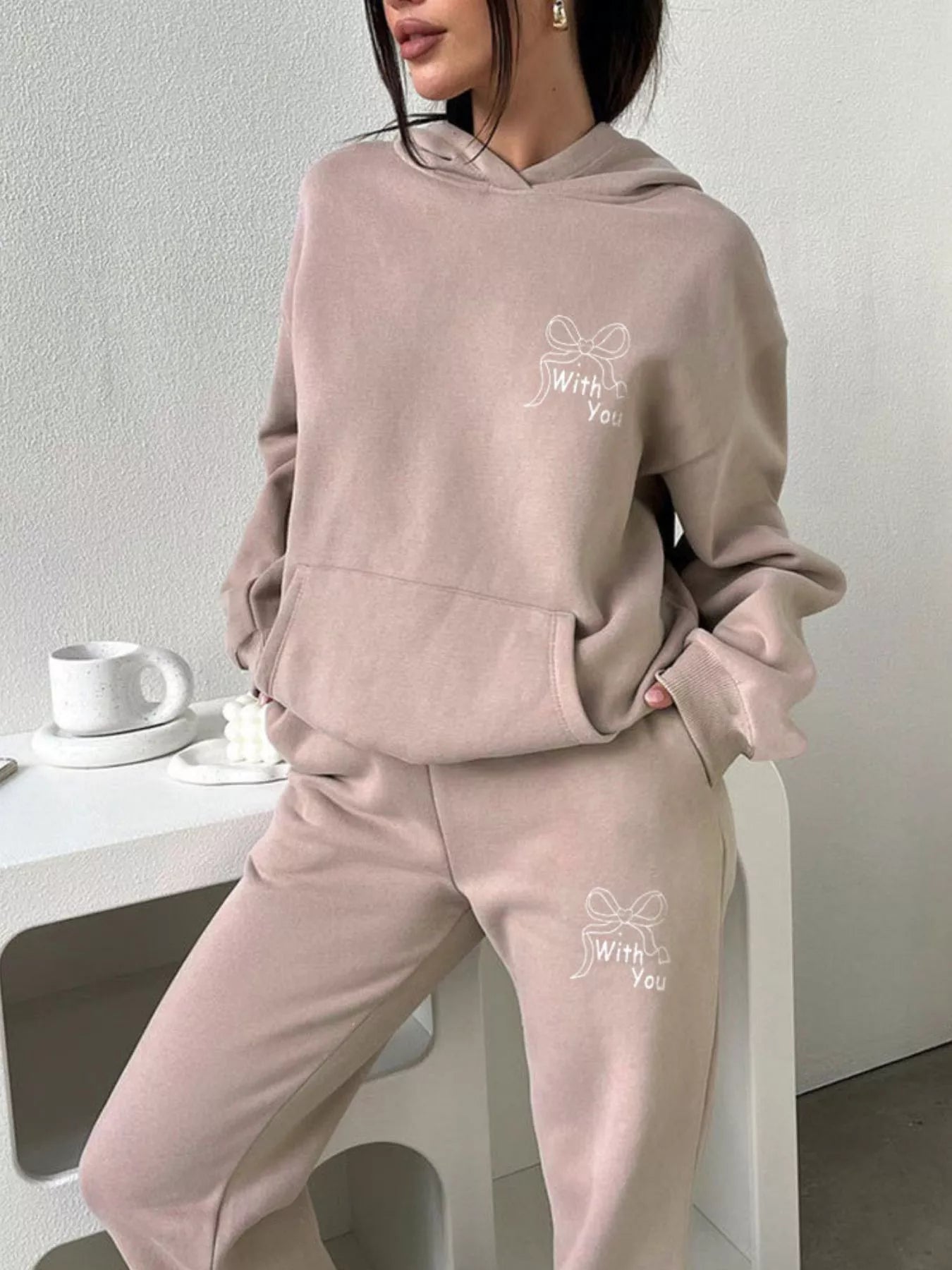 Dropped Shoulder Hoodie and Pants Set