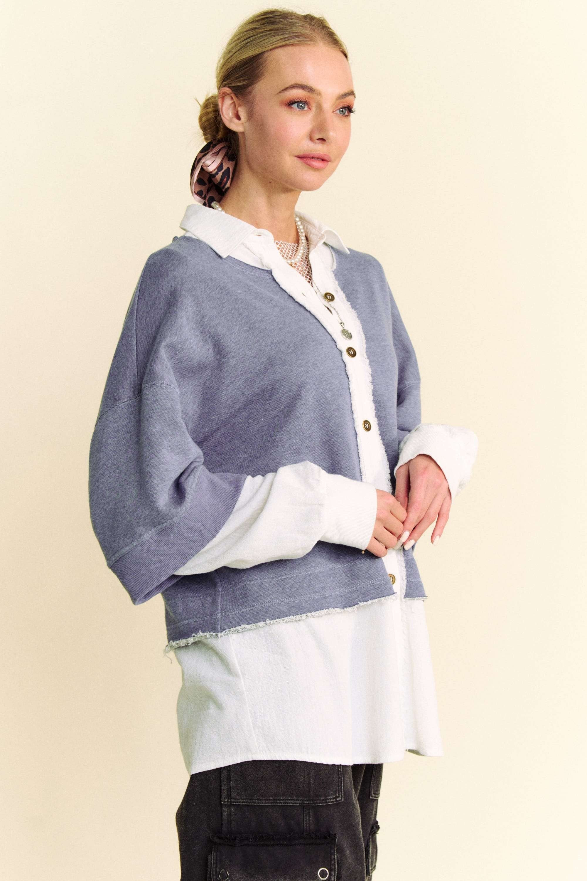 Davi & Dani Faux Layered French Terry Contrast