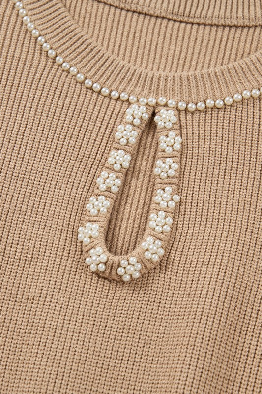 Zariah Embellished Keyhole Ribbed Sweater Dress