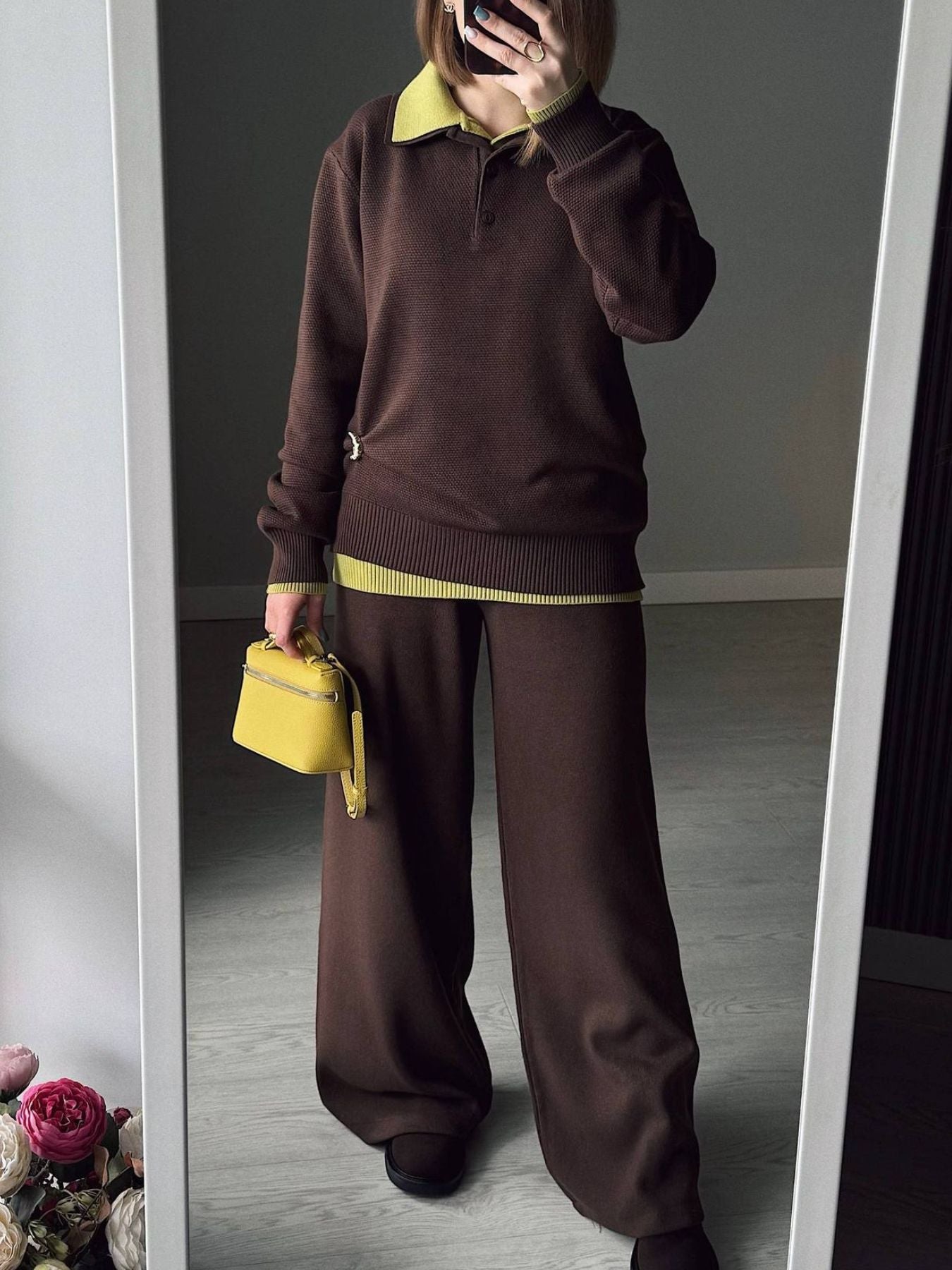 Polo Collar Top and Pants or Skirt Knit