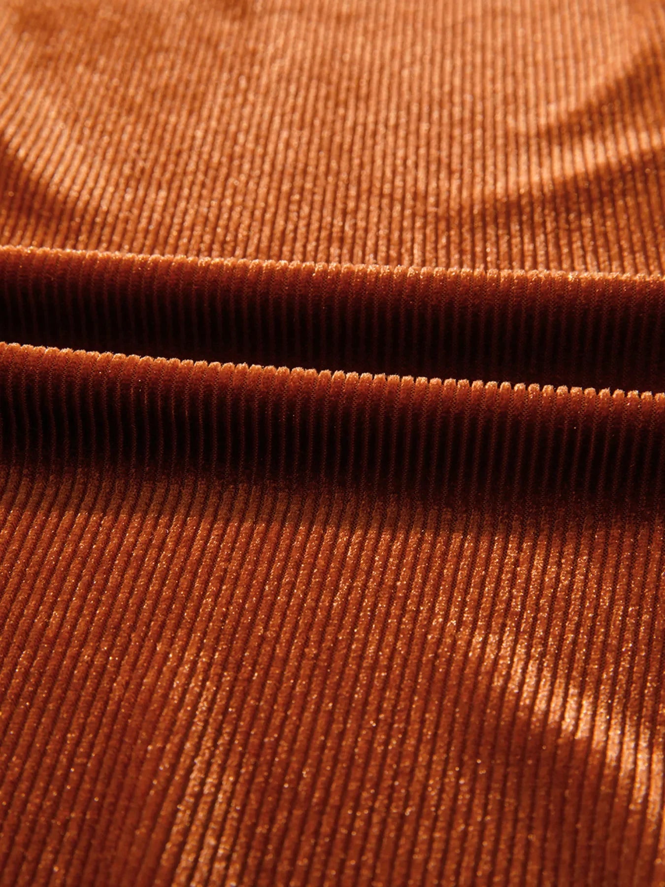 Velvet Ribbed Texture Square Neck Slim Puff Sleeve
