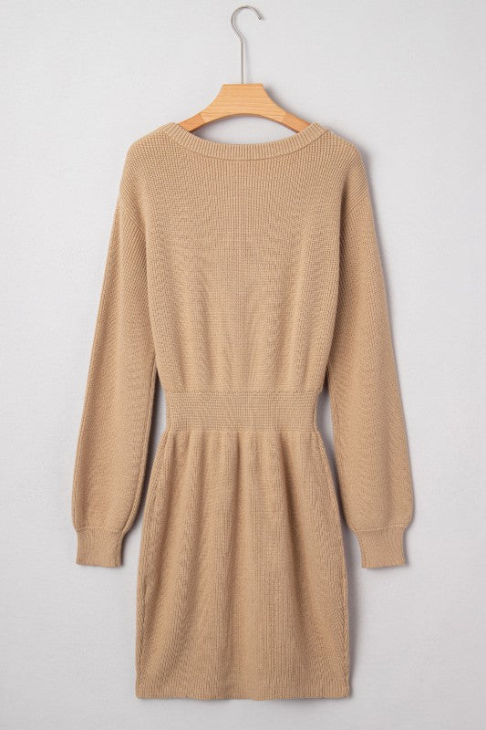 Zariah Embellished Keyhole Ribbed Sweater Dress