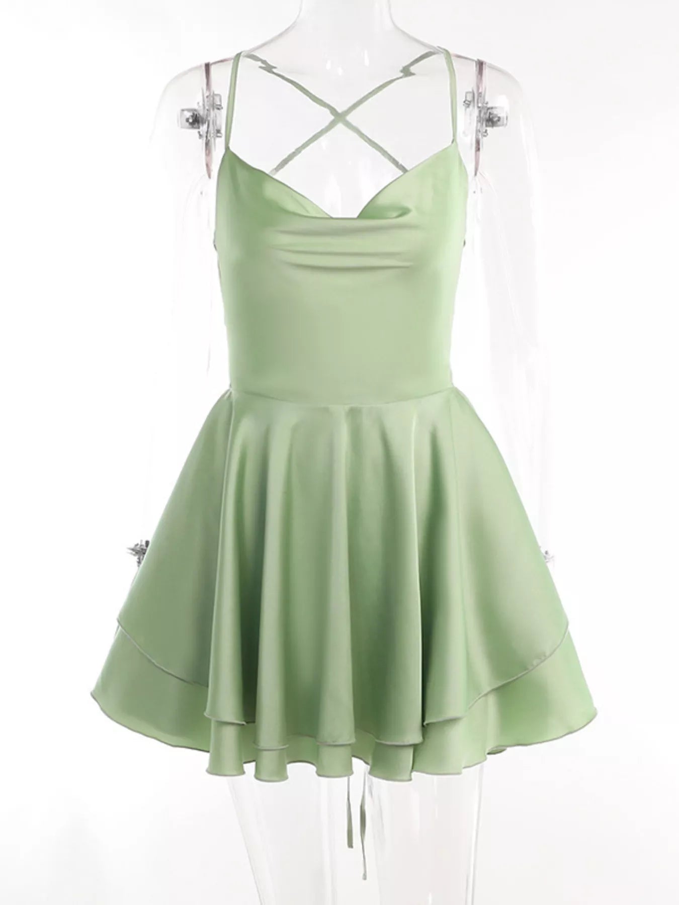 Backless Layered Ruffled Cami Dress