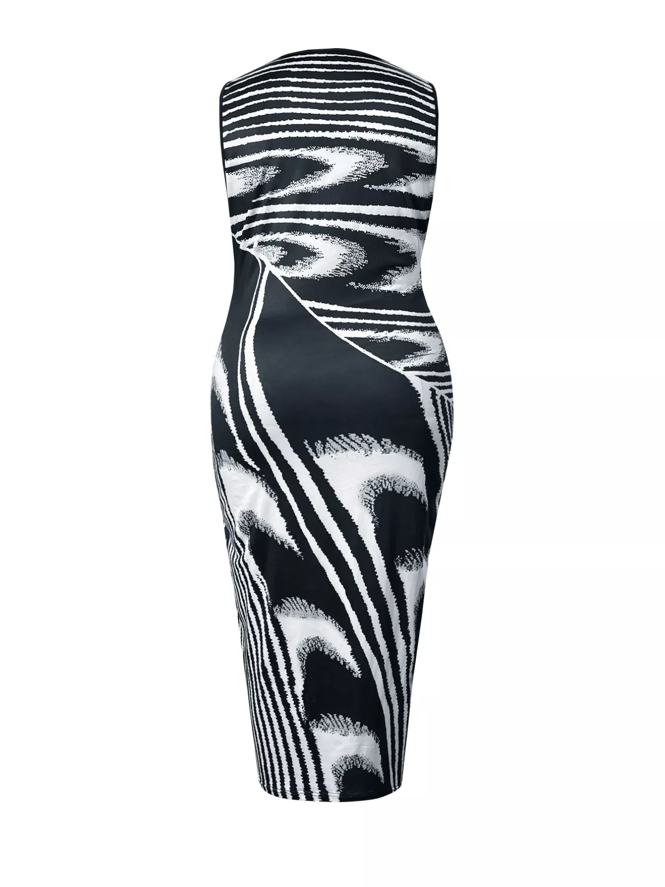 Plus Size Sleeveless Bodycon Maxi Dress with Abstract