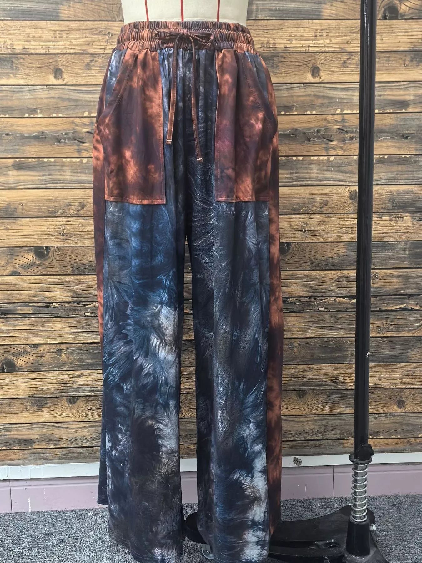Full Size Tie-Dye Wide Leg Casual Pants Plus