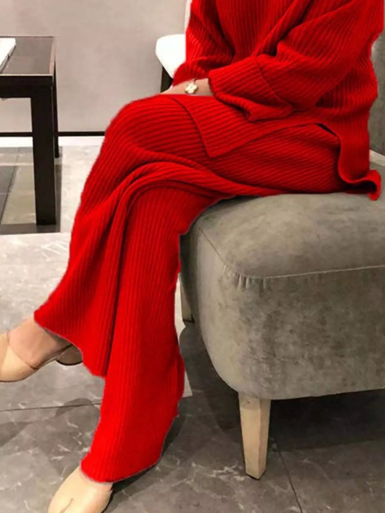 Fiona Ribbed Knit Relaxed Fit Top and Pants