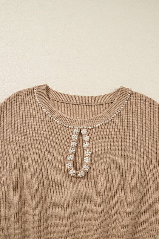 Zariah Embellished Keyhole Ribbed Sweater Dress
