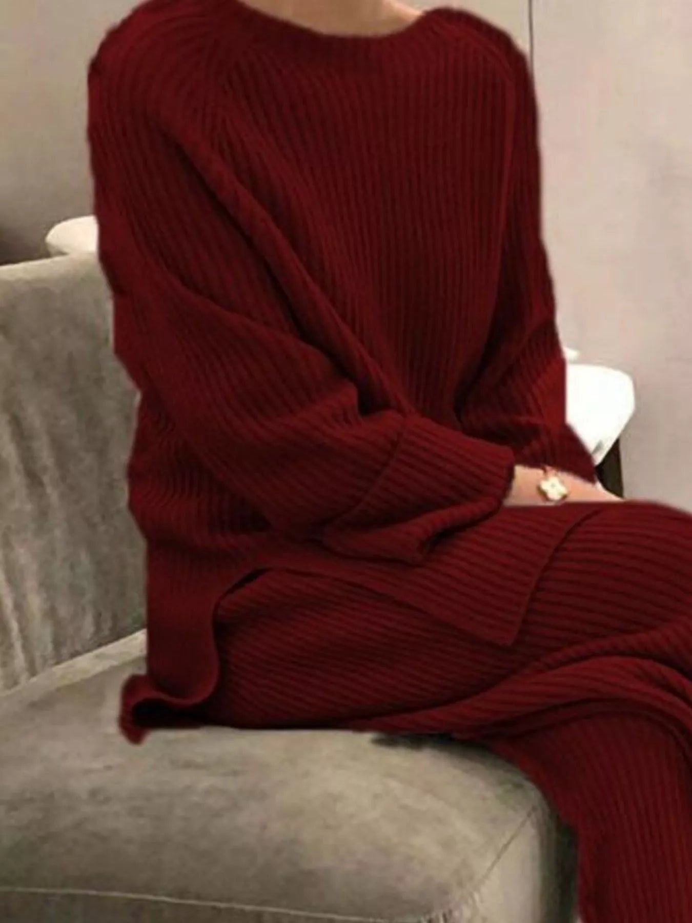 Fiona Ribbed Knit Relaxed Fit Top and Pants