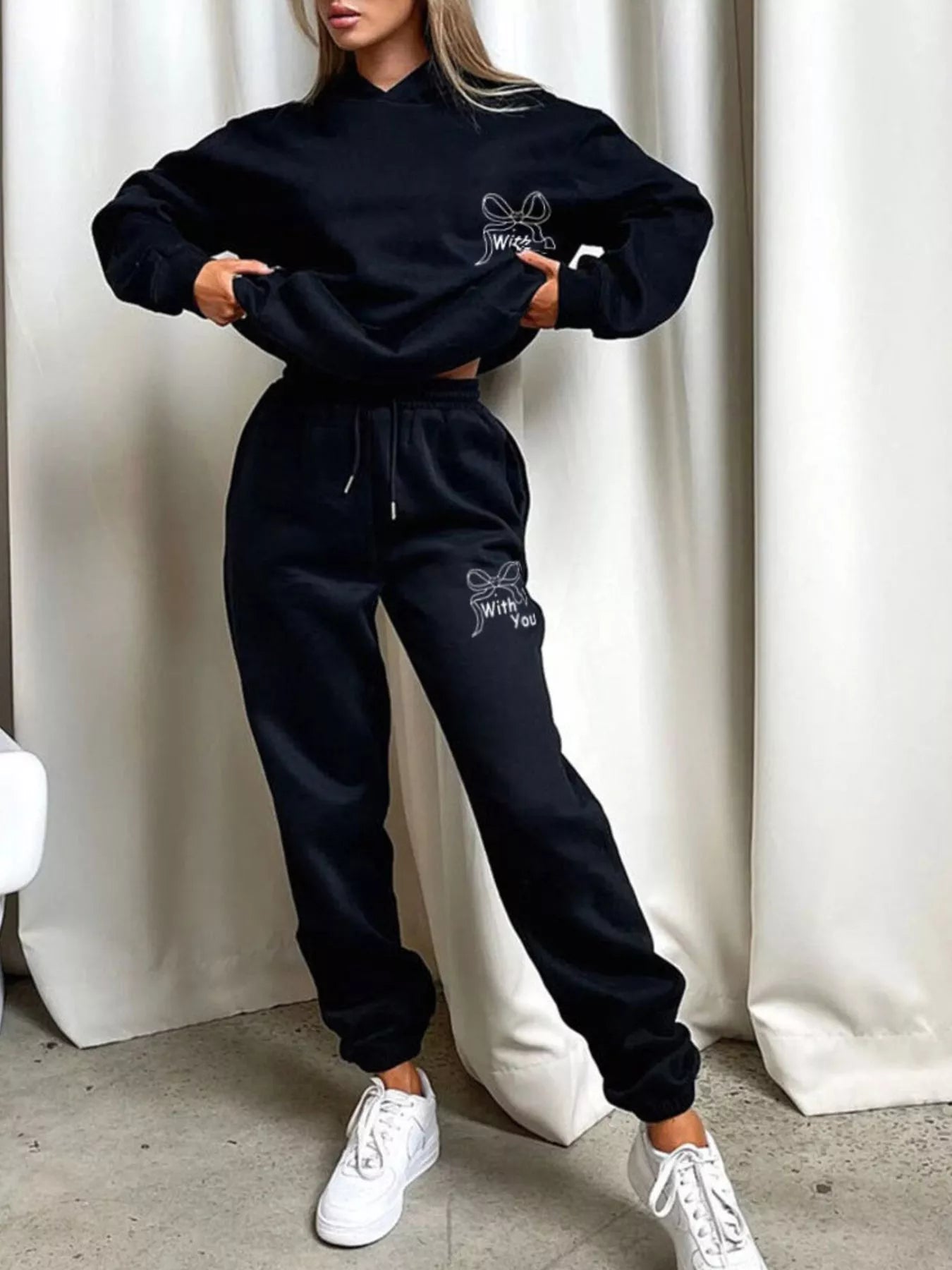 Dropped Shoulder Hoodie and Pants Set
