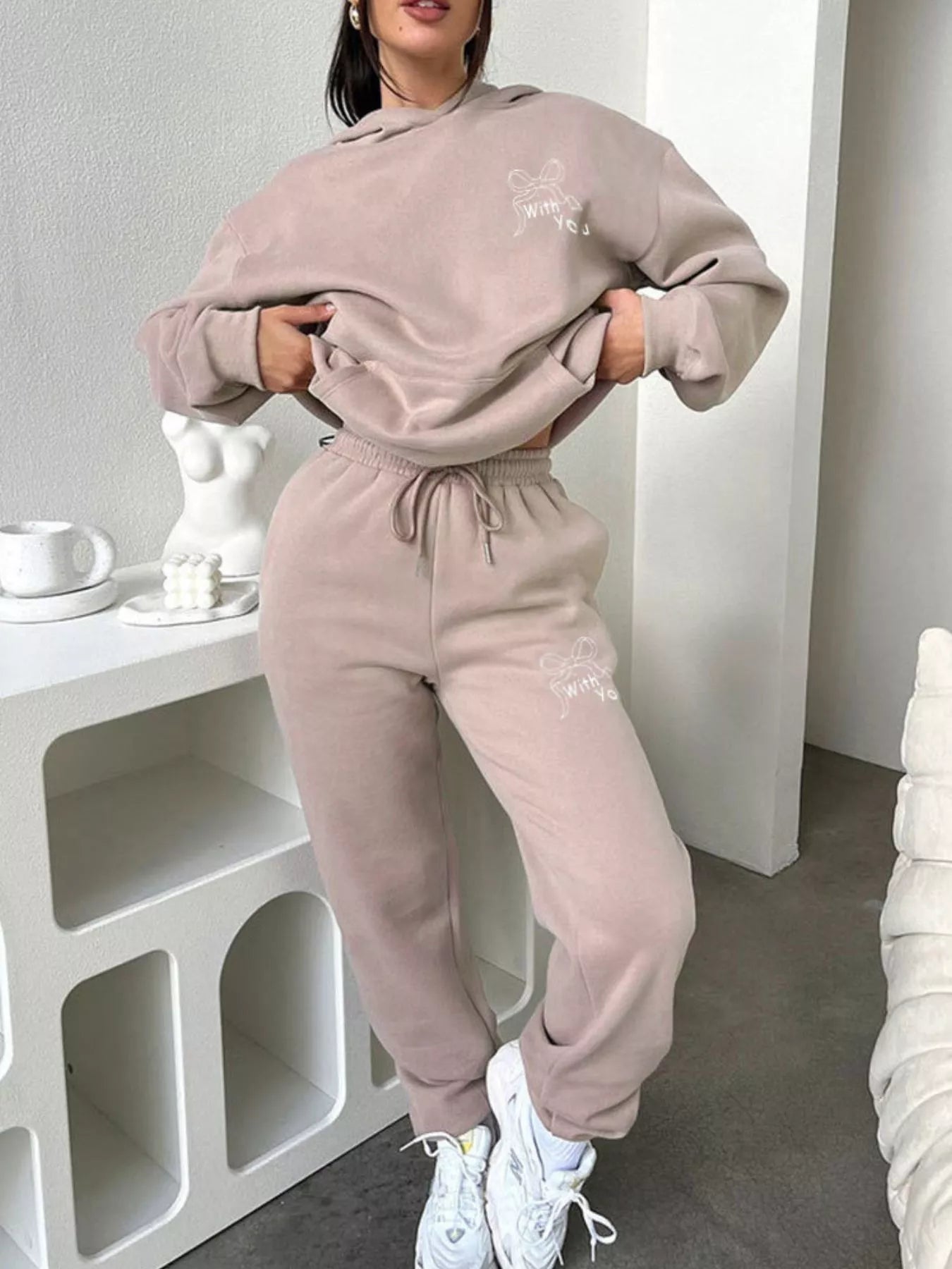 Dropped Shoulder Hoodie and Pants Set
